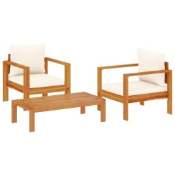 Salon de jardin avec coussins 3 pcs bois massif d'acacia 510734510734