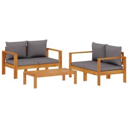Salon de jardin avec coussins 3 pcs bois massif d'acacia 510735510735