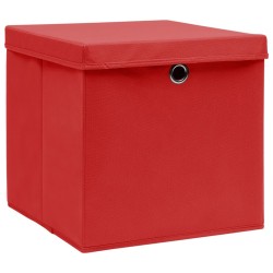 Boîtes de rangement avec couvercles 4 pcs 28x28x28 cm Rouge 510736510736