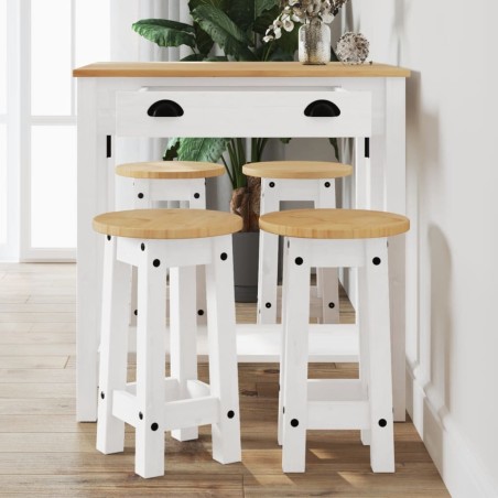 Ensemble de bar 5 pcs Blanc Bois de pin massif 510737510737