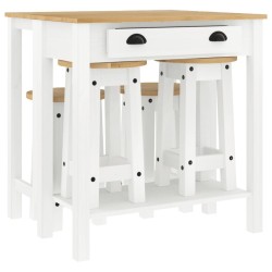 Ensemble de bar 5 pcs Blanc Bois de pin massif 510737510737