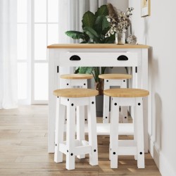 Ensemble de bar 5 pcs Blanc Bois de pin massif 510737510737