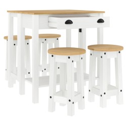 Ensemble de bar 5 pcs Blanc Bois de pin massif 510737510737