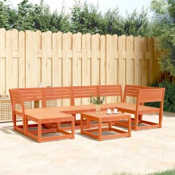 Salon de jardin 6 pcs cire marron bois de pin massif 510739510739