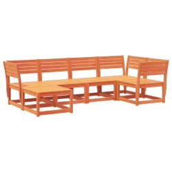 Salon de jardin 6 pcs cire marron bois de pin massif 510739510739