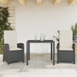 Ensemble à manger de jardin avec coussins 3 pcs Noir 510741510741