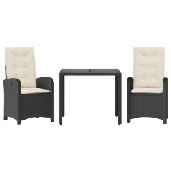 Ensemble à manger de jardin avec coussins 3 pcs Noir 510741510741