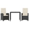Ensemble à manger de jardin avec coussins 3 pcs Noir 510741510741