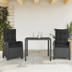 Ensemble à manger de jardin avec coussins 3 pcs Noir 510743510743