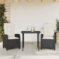 Ensemble à manger de jardin avec coussins 3 pcs Noir 510744510744