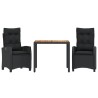 Ensemble à manger de jardin avec coussins 3 pcs Noir 510745510745