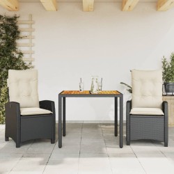 Ensemble à manger de jardin avec coussins 3 pcs Noir 510746510746