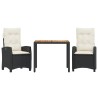 Ensemble à manger de jardin avec coussins 3 pcs Noir 510746510746