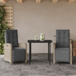 Ensemble de bistro 3 pcs et coussins gris clair résine tressée 510750510750