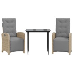 Ensemble de bistro 3 pcs et coussins gris clair résine tressée 510750510750