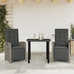 Ensemble de bistro 3 pcs avec coussins gris résine tressée 510752510752