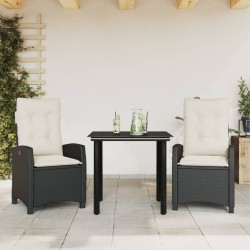 Ensemble à manger de jardin avec coussins 3 pcs Noir 510753510753