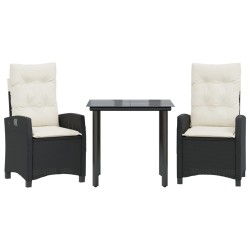 Ensemble à manger de jardin avec coussins 3 pcs Noir 510753510753