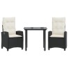 Ensemble à manger de jardin avec coussins 3 pcs Noir 510753510753