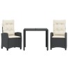 Ensemble à manger de jardin avec coussins 3 pcs Noir 510754510754