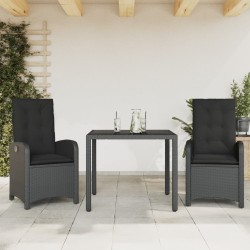 Ensemble à manger de jardin avec coussins 3 pcs Noir 510755510755