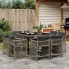Ensemble à manger de jardin 9 pcs coussins gris résine tressée 510757510757