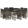 Ensemble à manger de jardin 9 pcs coussins gris résine tressée 510757510757