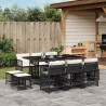 Ensemble à manger de jardin 11 pcs coussins noir résine tressée 510758510758