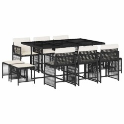 Ensemble à manger de jardin 11 pcs coussins noir résine tressée 510758510758