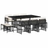 Ensemble à manger de jardin 11 pcs coussins noir résine tressée 510758510758