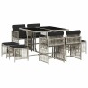 Ensemble à manger de jardin et coussins 9 pcs gris clair rotin 510759510759
