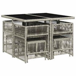 Ensemble à manger de jardin et coussins 9 pcs gris clair rotin 510759510759