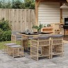 Ensemble à manger de jardin et coussins 9 pcs mélange beige 510760510760