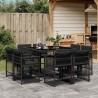 Ensemble à manger de jardin 9pcs coussins noir résine tressée 510762510762