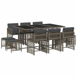 Ensemble à manger de jardin 11pcs avec coussins gris poly rotin 510763510763
