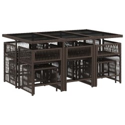 Ensemble à manger de jardin et coussins 11 pcs marron rotin 510764510764