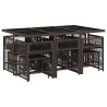 Ensemble à manger de jardin et coussins 11 pcs marron rotin 510764510764