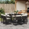 Ensemble à manger de jardin 9pcs coussins noir résine tressée 510765510765