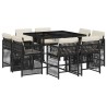 Ensemble à manger de jardin 9pcs coussins noir résine tressée 510765510765