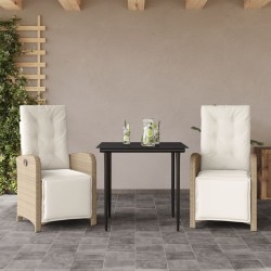 Ensemble de bistro 3 pcs avec coussins beige résine tressée 510767510767
