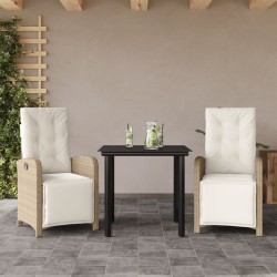 Ensemble de bistro 3 pcs avec coussins beige résine tressée 510768510768