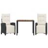 Ensemble à manger de jardin avec coussins 3 pcs Noir 510772510772