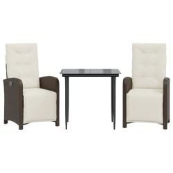 Ensemble de bistro 3 pcs avec coussins marron résine tressée 510776510776