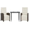 Ensemble de bistro 3 pcs avec coussins marron résine tressée 510776510776