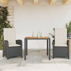 Ensemble à manger de jardin avec coussins 3 pcs Noir 510779510779