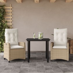 Ensemble à manger de jardin et coussins 3 pcs Beige poly rotin 510781510781