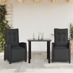 Ensemble à manger de jardin avec coussins 3 pcs Noir 510782510782