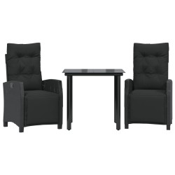 Ensemble à manger de jardin avec coussins 3 pcs Noir 510782510782