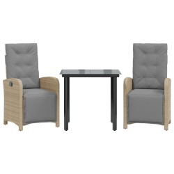Ensemble de bistro 3 pcs avec coussins beige résine tressée 510783510783