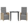 Ensemble de bistro 3 pcs avec coussins beige résine tressée 510783510783